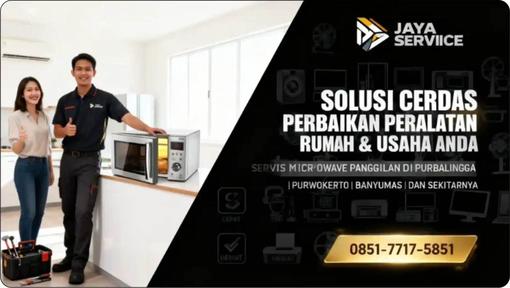 Teknisi JAYA SERVICE memperbaiki microwave rumah tangga di Purbalingga